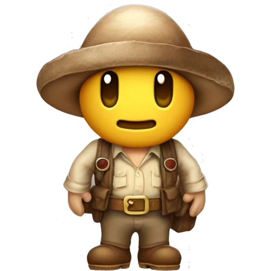 mario bros mushroom wearing indiana jones outfit emoji