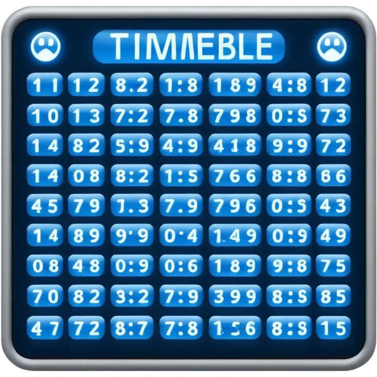 digital timetable board with rows of times emoji