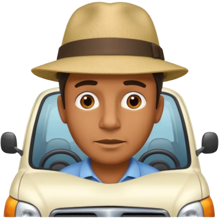 homme créole réunionnais  avec chapeau embouteillage route  emoji