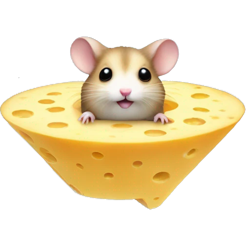 alien hamster in a ufo abducting cheese emoji
