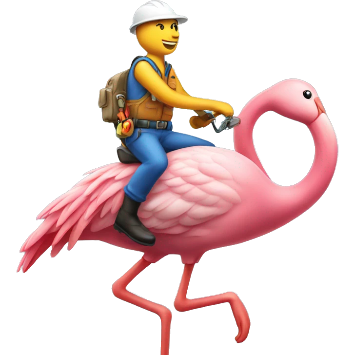 hvac technician riding a flamingo emoji