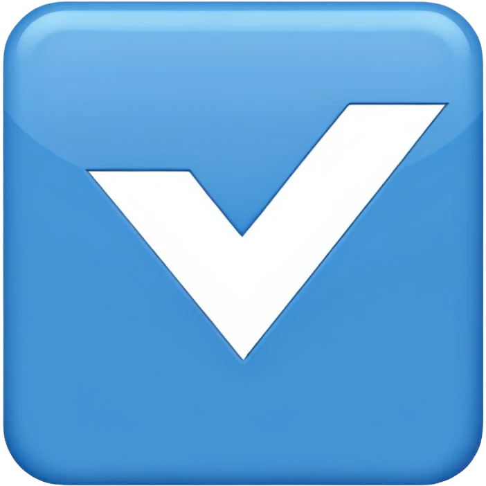 A blue square with a white cartoony checkmark in the middle. The image should be 2d emoji