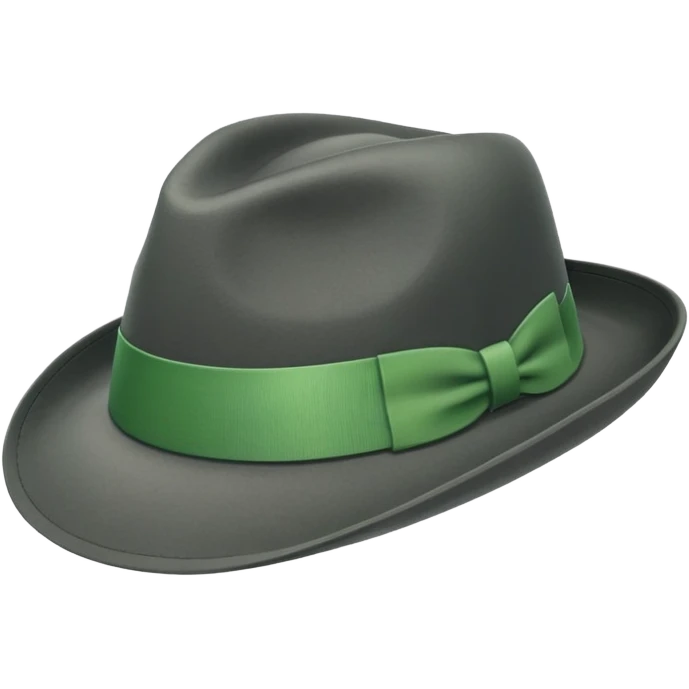 a fedora emoji with a green band, tilted to the right emoji