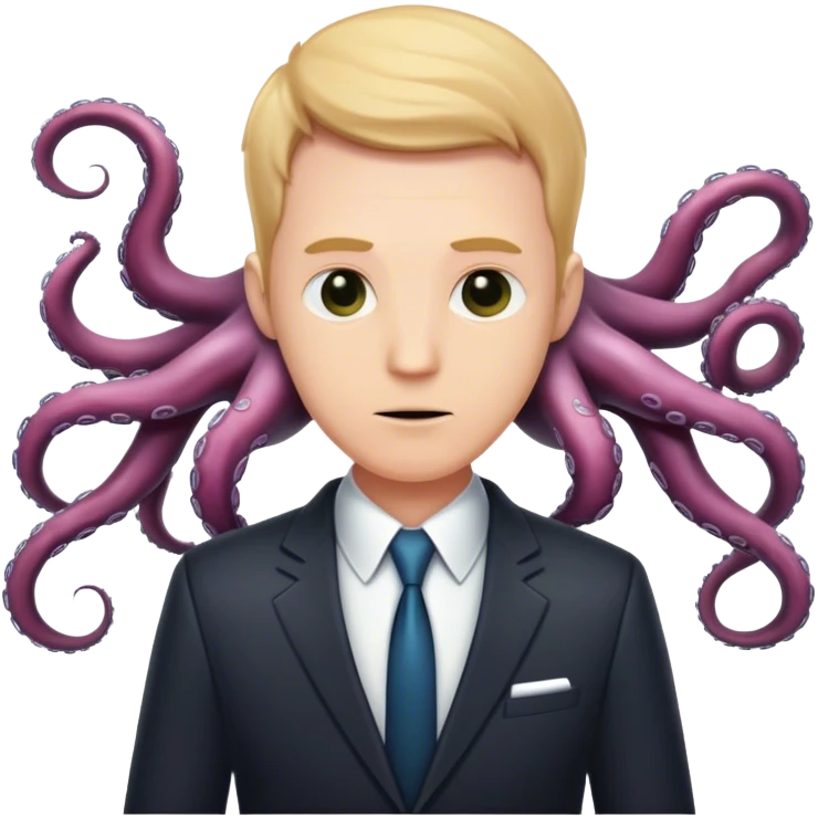 faceless white man wearing a suit and with tentacles  emoji