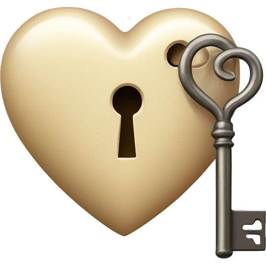 vintage beige heart-shaped lock and key emoji