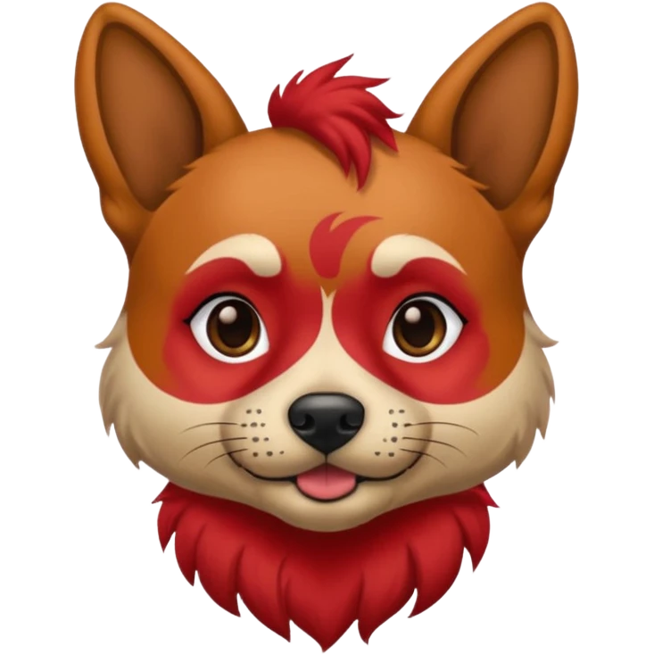 dog with tattoed face and red hair emoji
