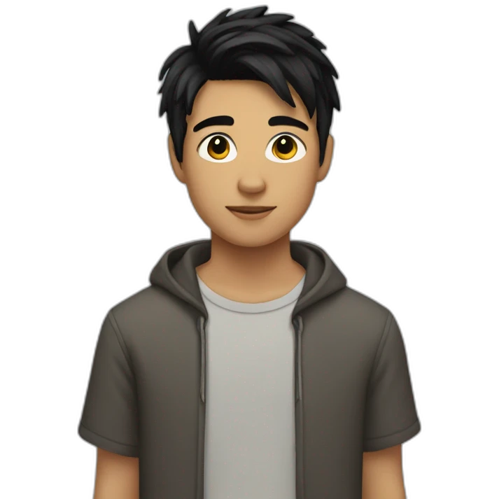 Teenboy with medium Short black hair emoji