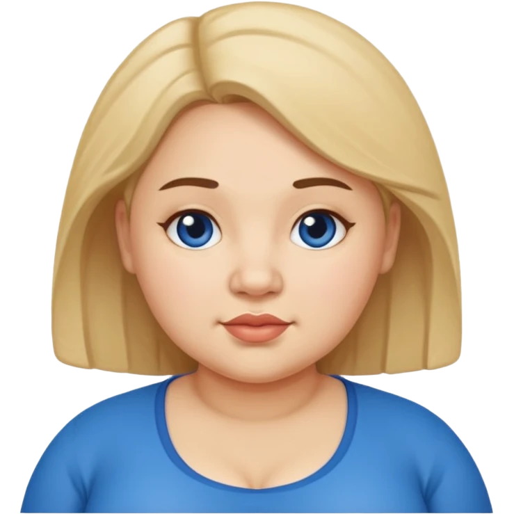 A slightly chubby proper women wearing blue  emoji
