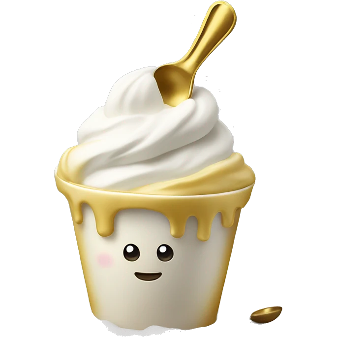frozen yogurt in a cup with a golden spoon  emoji