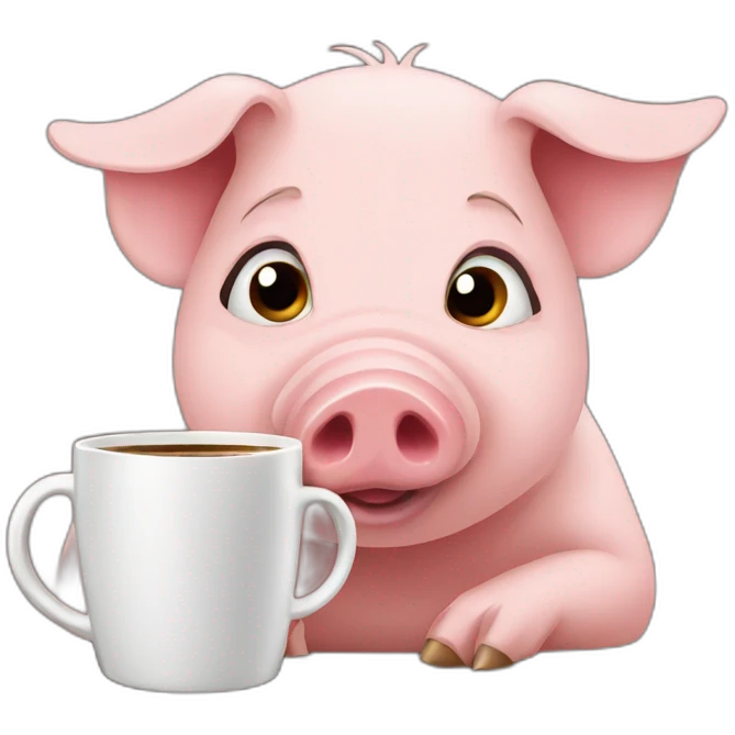 pig drinking coffee emoji