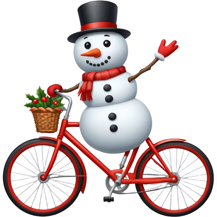 a snowman on a bicycle emoji