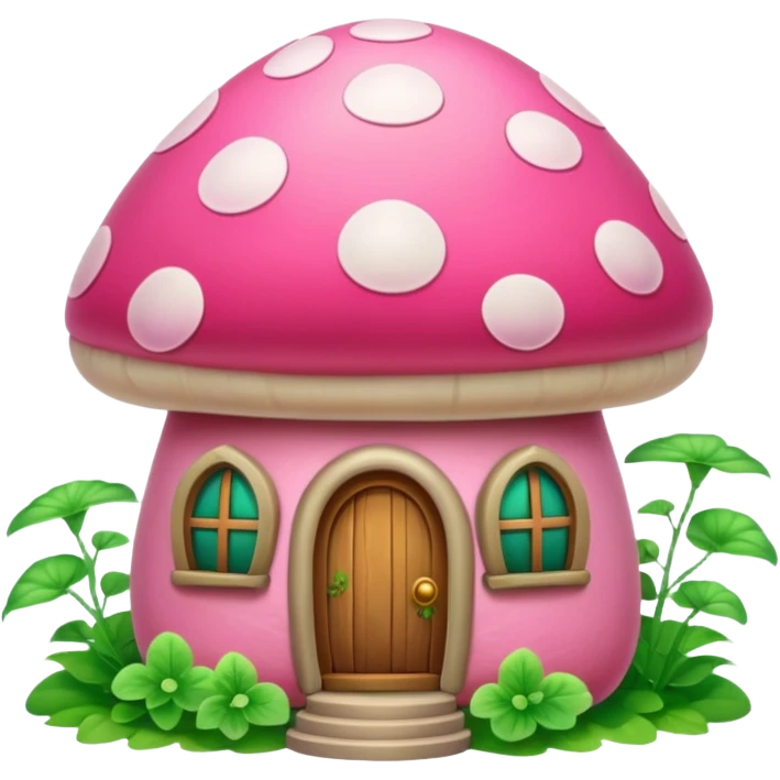 Pink girly mushroom house covered in vines emoji