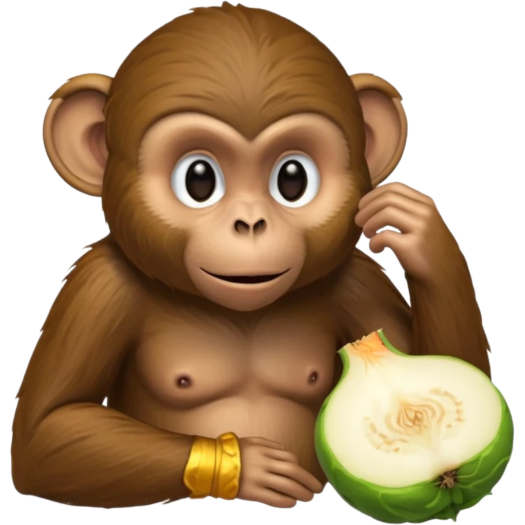 Обезьяна задумчиво чешет голову, вместо головы репа emoji