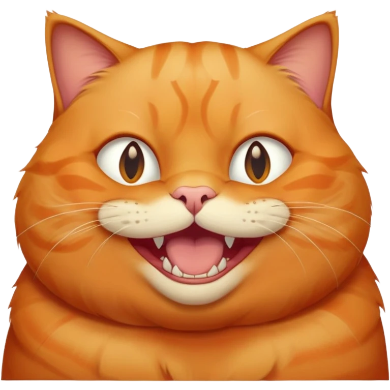 fat bald orange cat with big teeth emoji