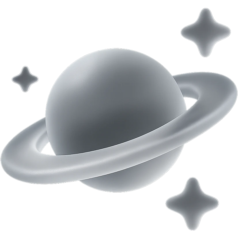Saturn with stars in background, matte glass style emoji