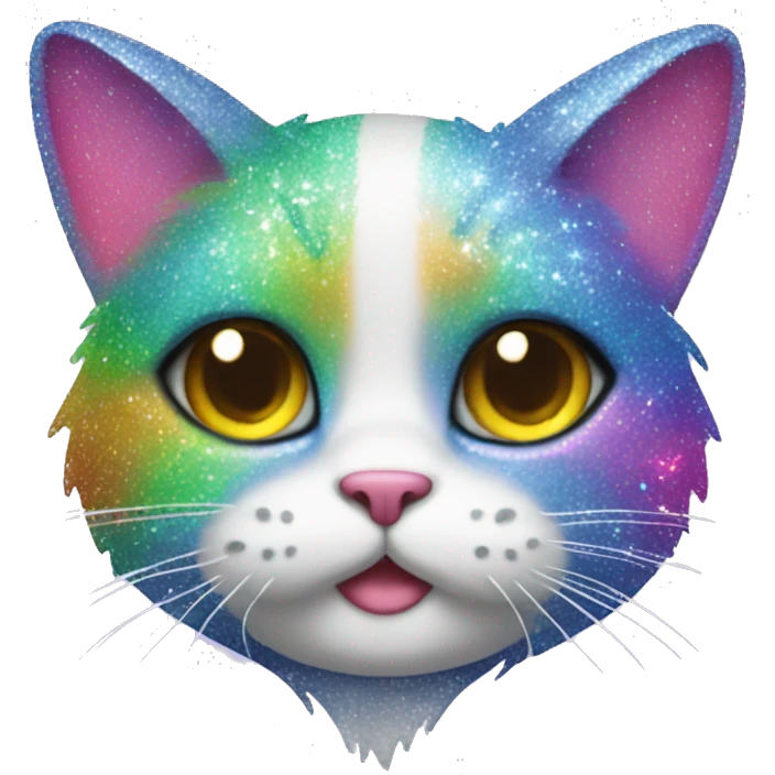 sparkly cat w with rainbow fur emoji