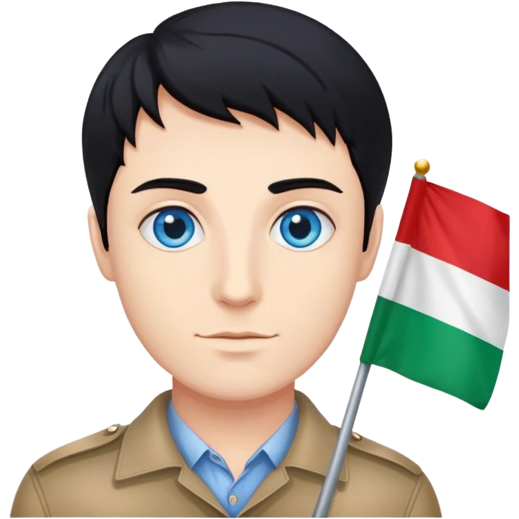 white guy blue eyes black hair holding italian flag emoji
