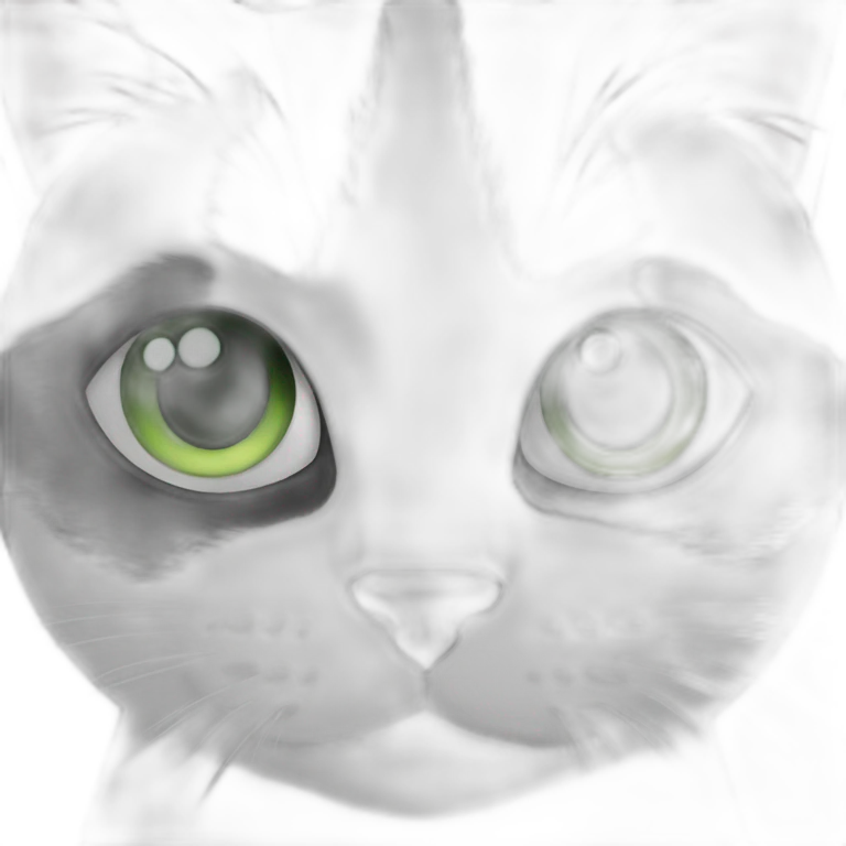 black and white cat green eyes emoji