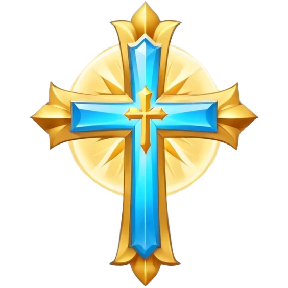 saint emblem with light blue cross and divine rays emoji