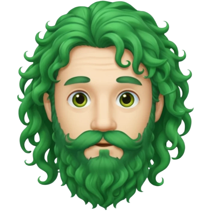 green long curly hair and beard man emoji