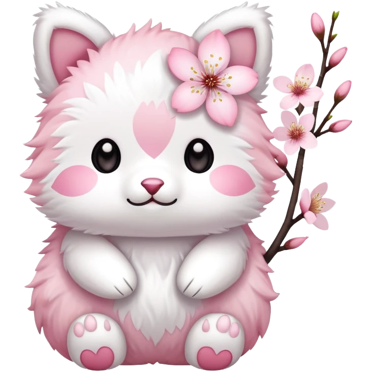 Cute Pastel pink and white Cherry Blossom Sakura Animal emoji