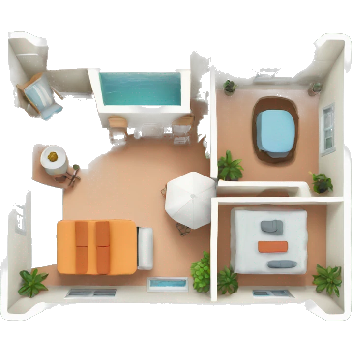a drone top down shot of an airbnb appartement emoji