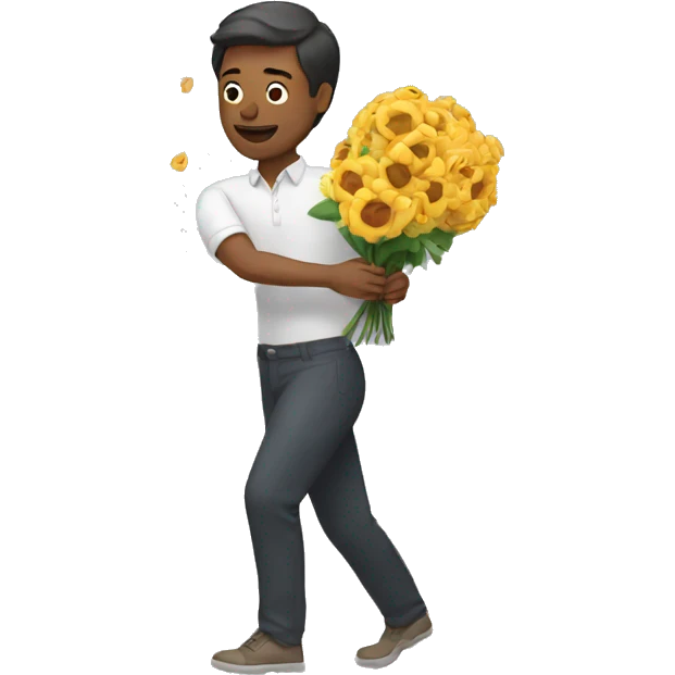 man throwing flowers at himself emoji