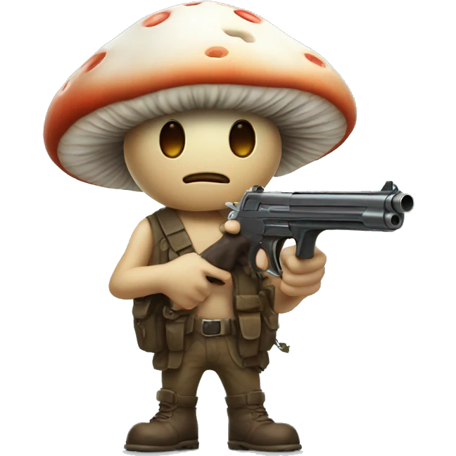 cute mushroom man holding gun emoji