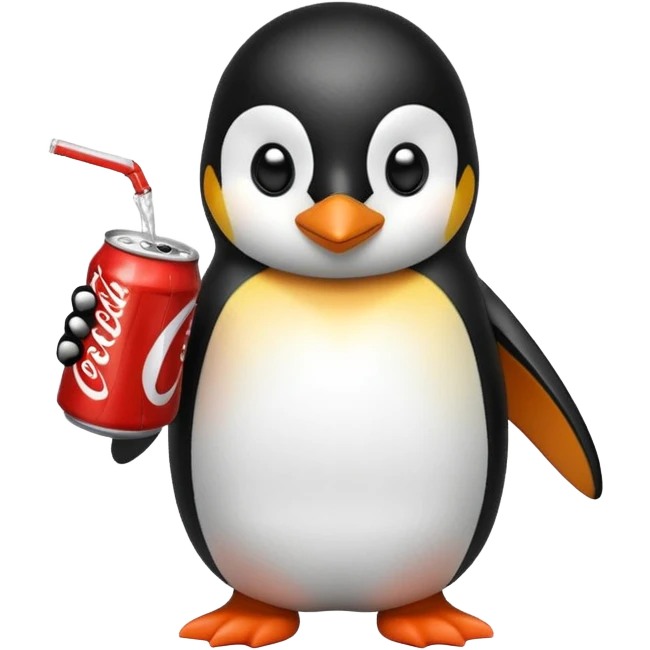 Penguin with a coke emoji