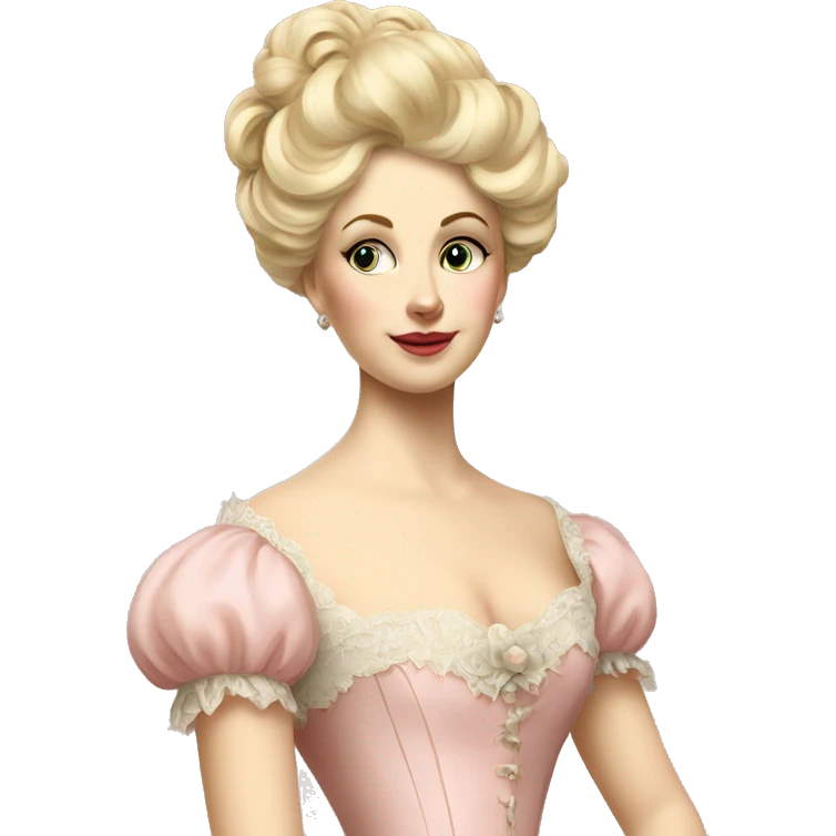 vintage rococo white and blonde woman in a light pink gown  emoji