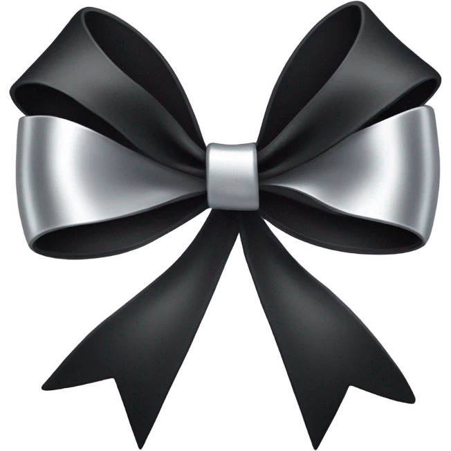 black bow with a silver heart bow in the center emoji