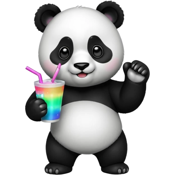 A full body of panda holding a cup of punch, looking excited under disco lights.



















 emoji