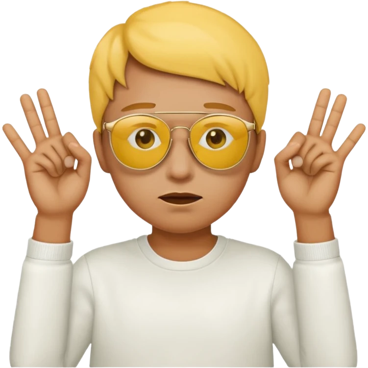 عینک افتابی ایموجی زرد گنگ با دست نشان دهنده سکوت emoji
