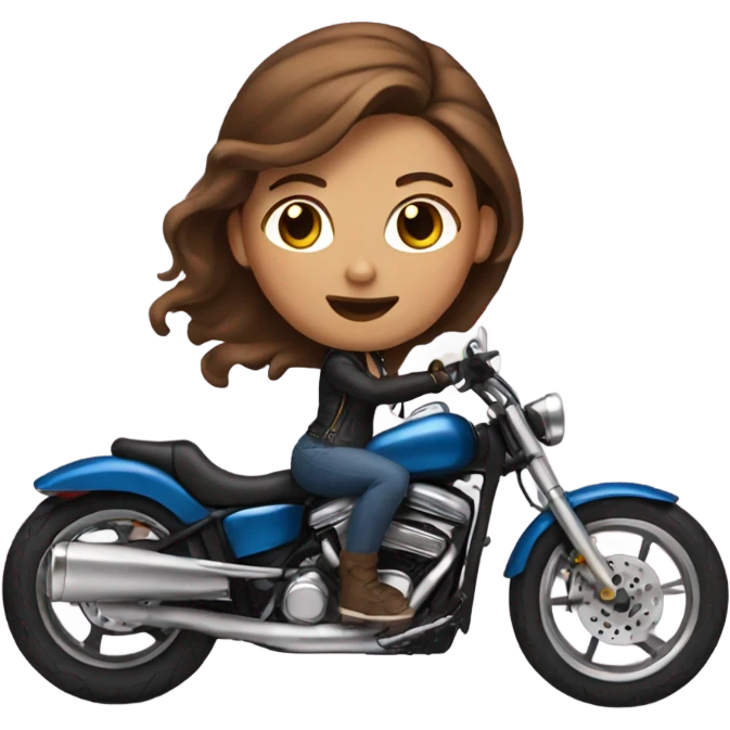 Biker girl with brown hair emoji