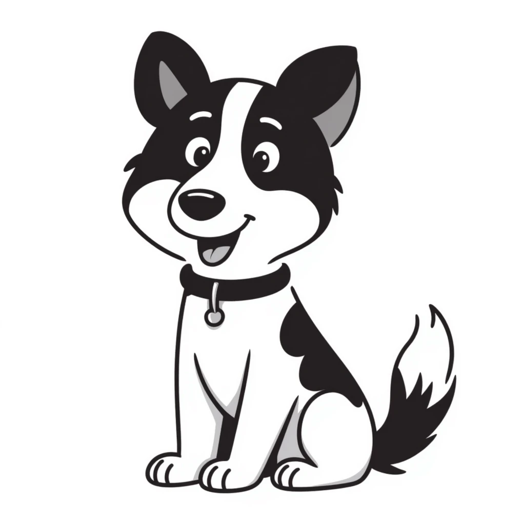 Border collie dog with only one black ear emoji