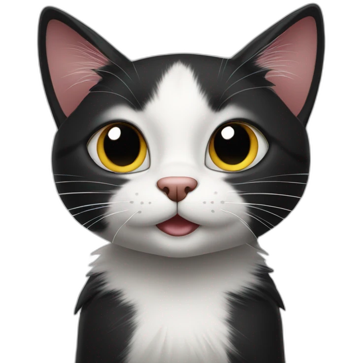 Black and white cat limping with front paw emoji