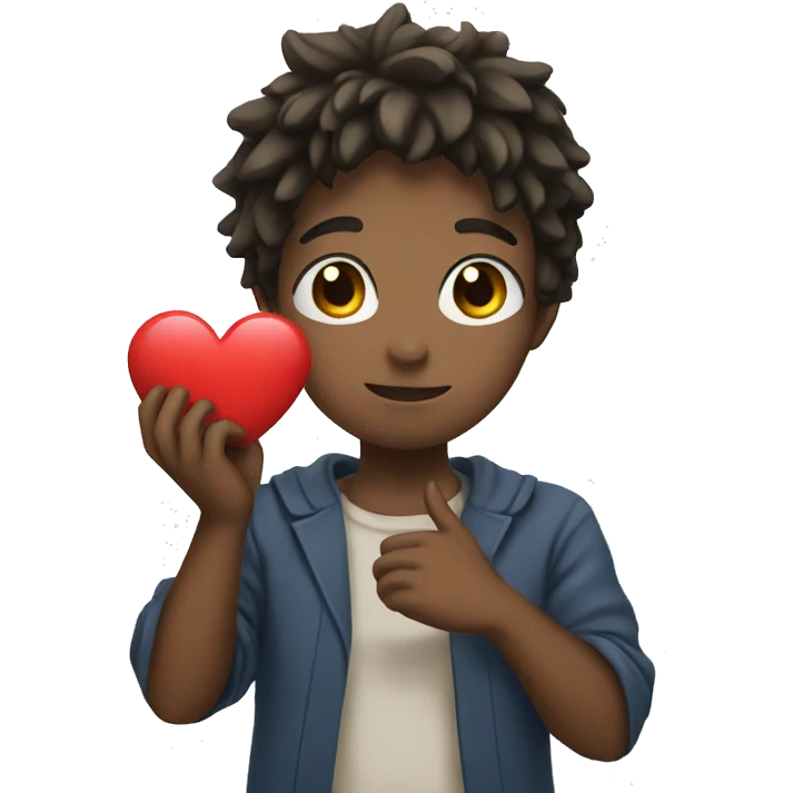 anime holding a heart emoji