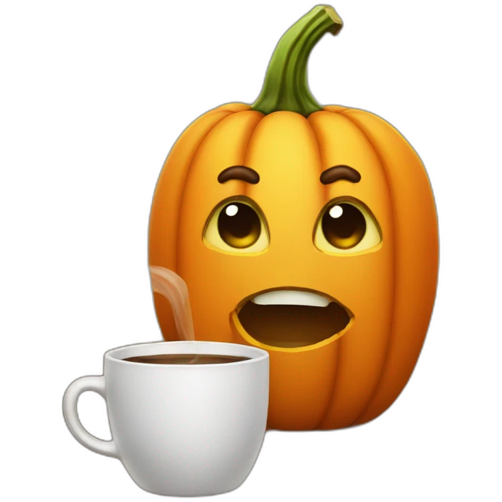 pumpkin drinking coffee emoji
