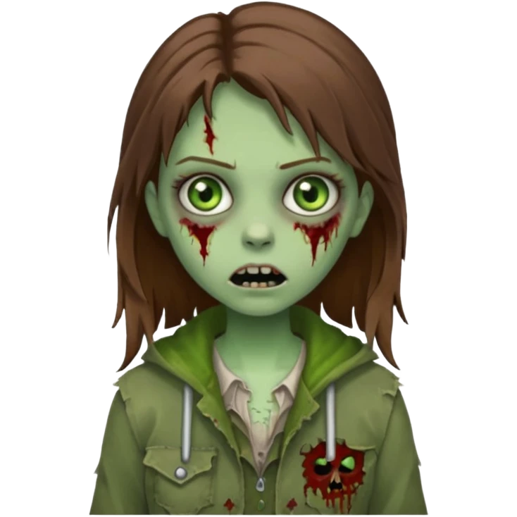 girl zombie with brown hair and green eyes emoji