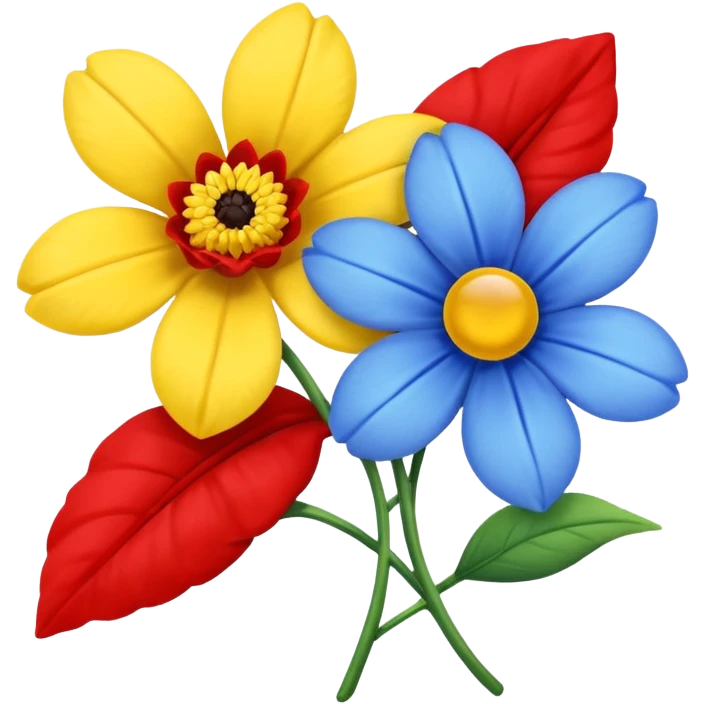 One Yellow flower and one blue flower with red band  emoji