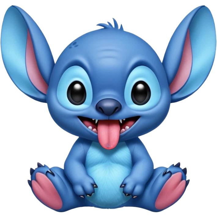 Stitch from Lilo & Stitch, sticking out tongue, playful, blue alien features emoji