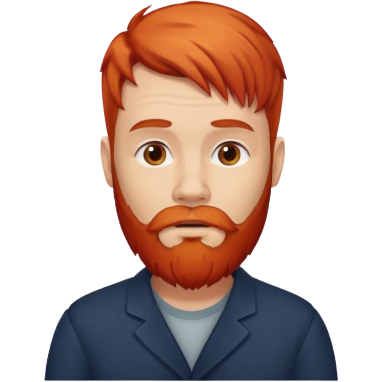 Man red beard, waiting, thinking emoji