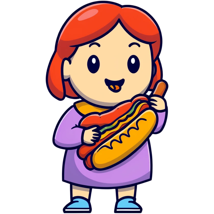 Woman with hotdog in mouth emoji