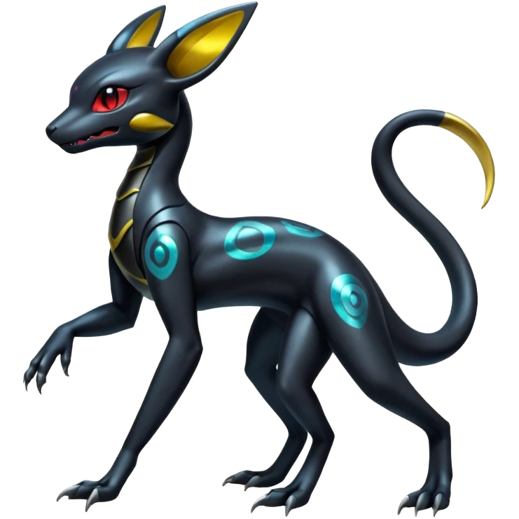 Shiny Cool Futuristic Salandit-Umbreon-Fakémon-hybrid-creature (full body)  emoji