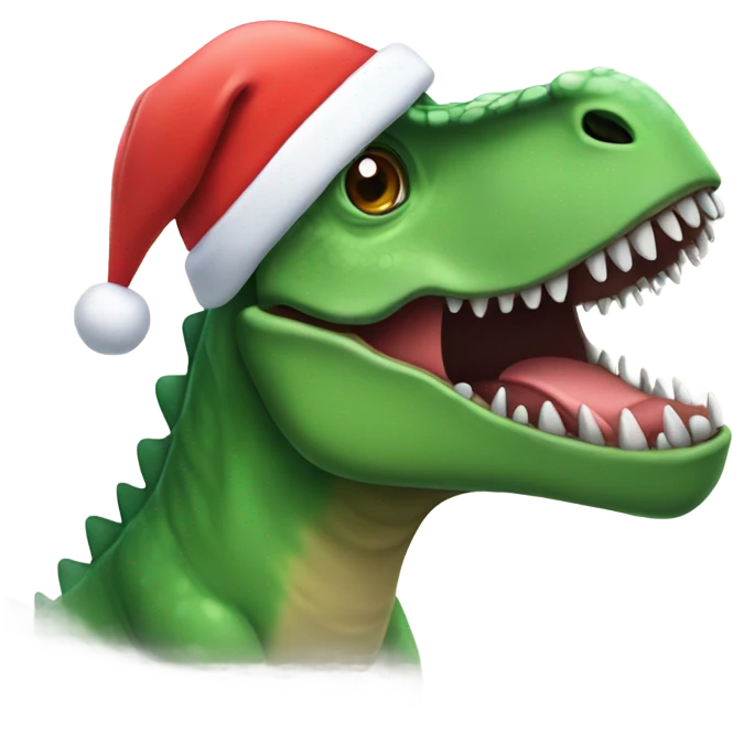 A dinosaur wearing a Christmas hat  emoji