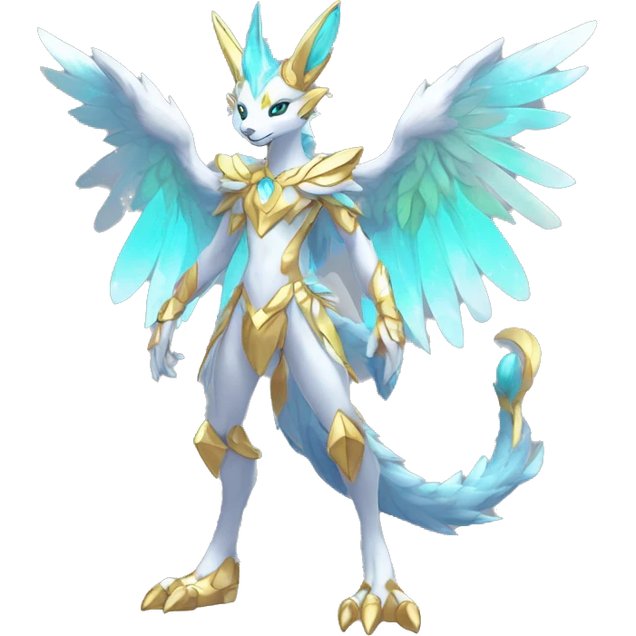 Anthro Sona Colorful Godly Celestial Shiny Fakemon Fantasy Creature Full Body emoji