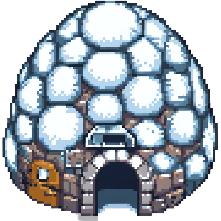 small pixel art igloo in blue and white emoji