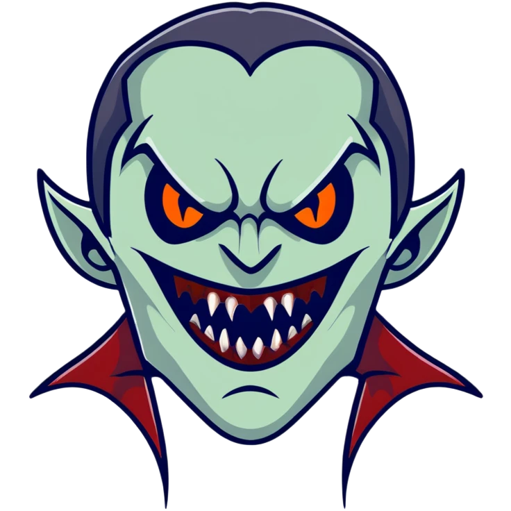 Scary vampire with long bloody fangs emoji