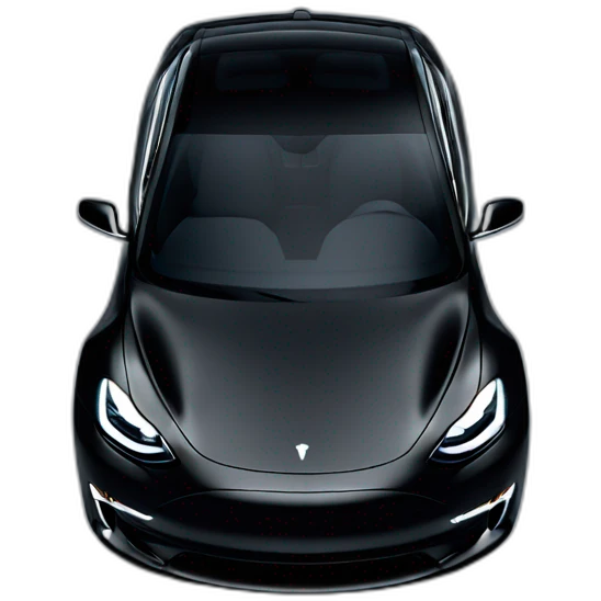 black Tesla Model 3 lights on viewed from front emoji