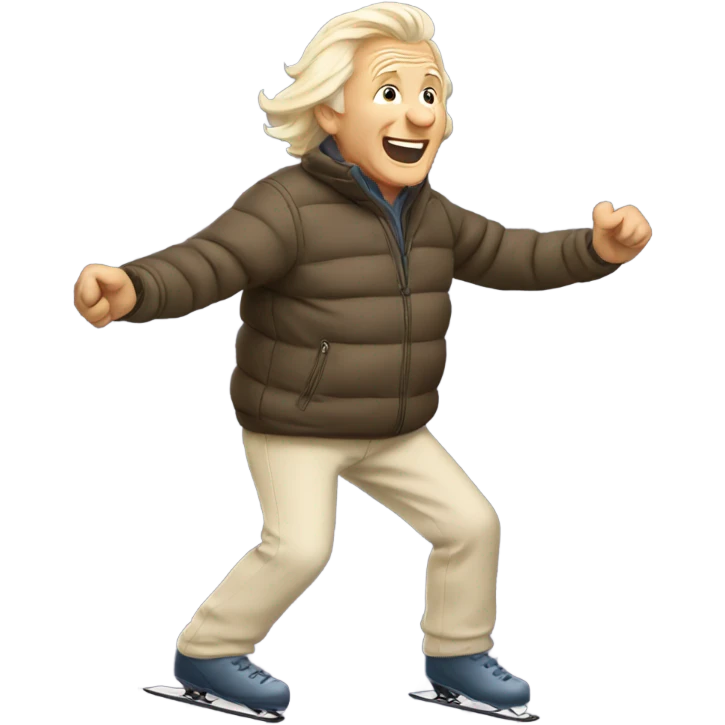 Old man with blond hair at a ski resort dancing emoji